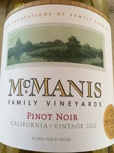 McManis Pinot Noir 2012